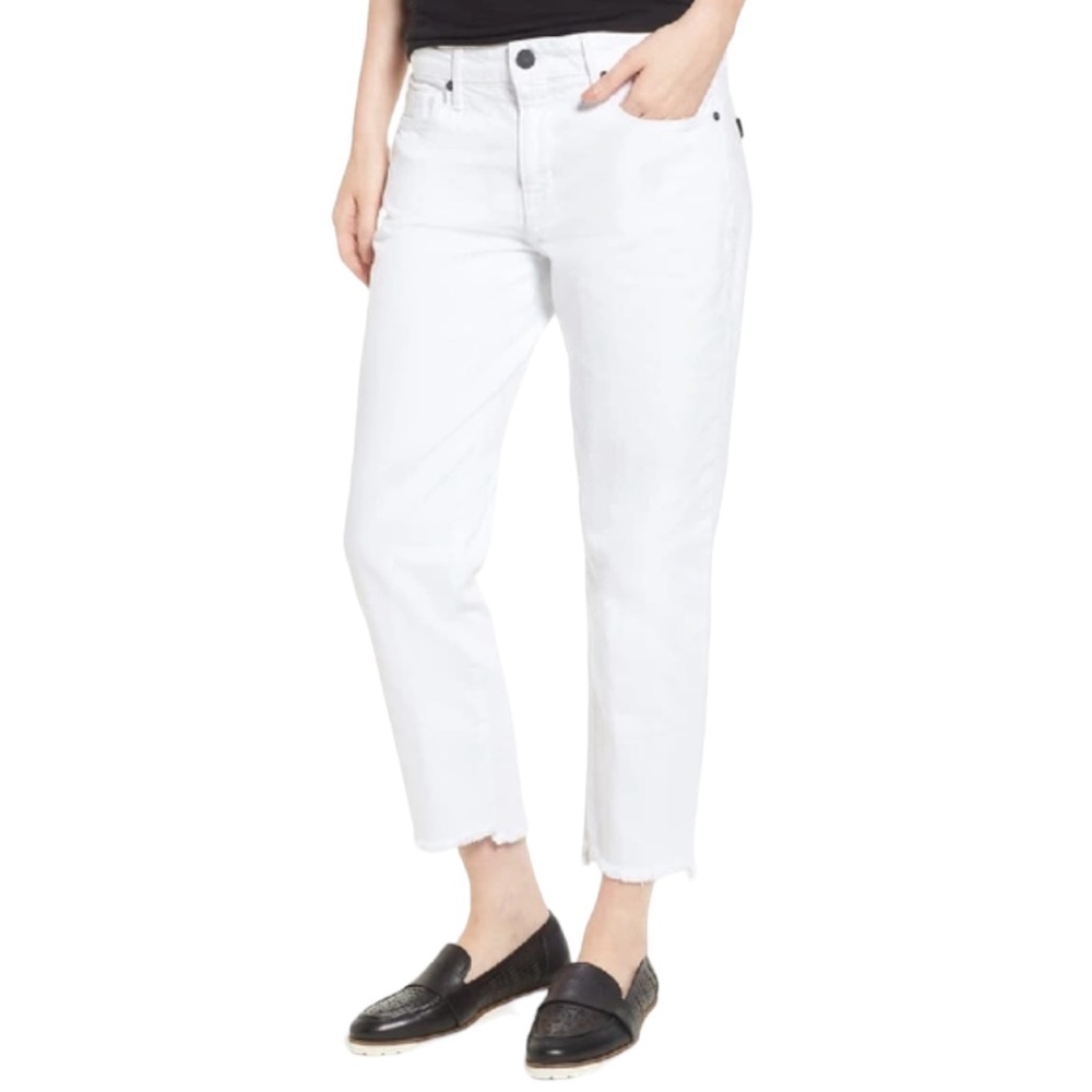 Parker Smith White Cropped Shark Bite Straight Leg Jean 31